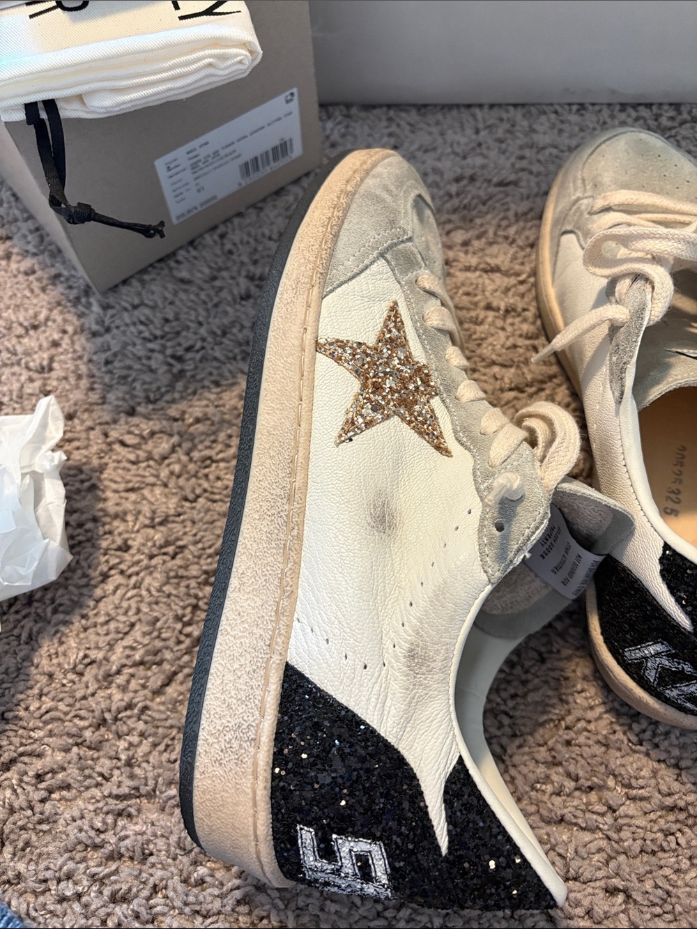 100% Authentic Golden Goose Womens nappa glitter star Ball Star sneakers - Picture 9 of 16